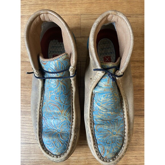 Twisted X Womens Leather Teal Chukka Driving Moc Bomber Shoes Size 6.5 Lace Up - Picture 3 of 8